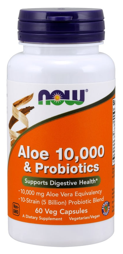 Aloe 10,000 & Probiotics — 60 cápsulas vegetales