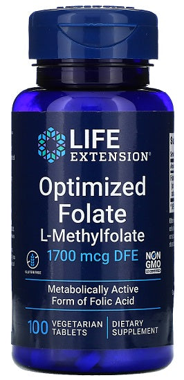 Folate optimisé, 1700 mcg - 100 comprimés végétariens