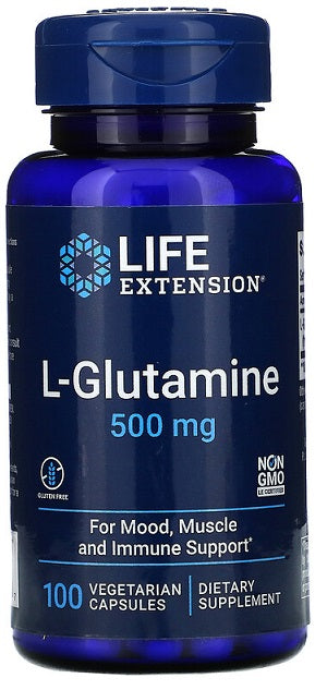 L-Glutamine, 500 mg - 100 gélules végétales
