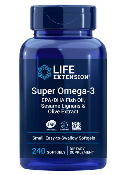 Super Omega-3 EPA/DHA Fish Oil, Sesame Lignans & Olive Extract - 240 softgels