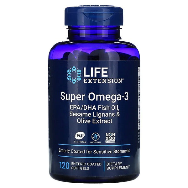 Super Omega-3 EPA/DHA with Sesame Lignans & Olive Extract - 120 enteric coated softgels