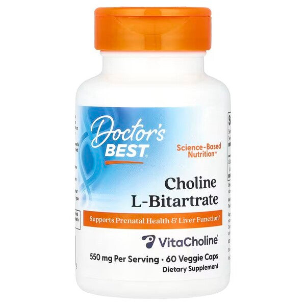 Choline L-Bitartrate, 550mg — 60 cápsulas vegetales