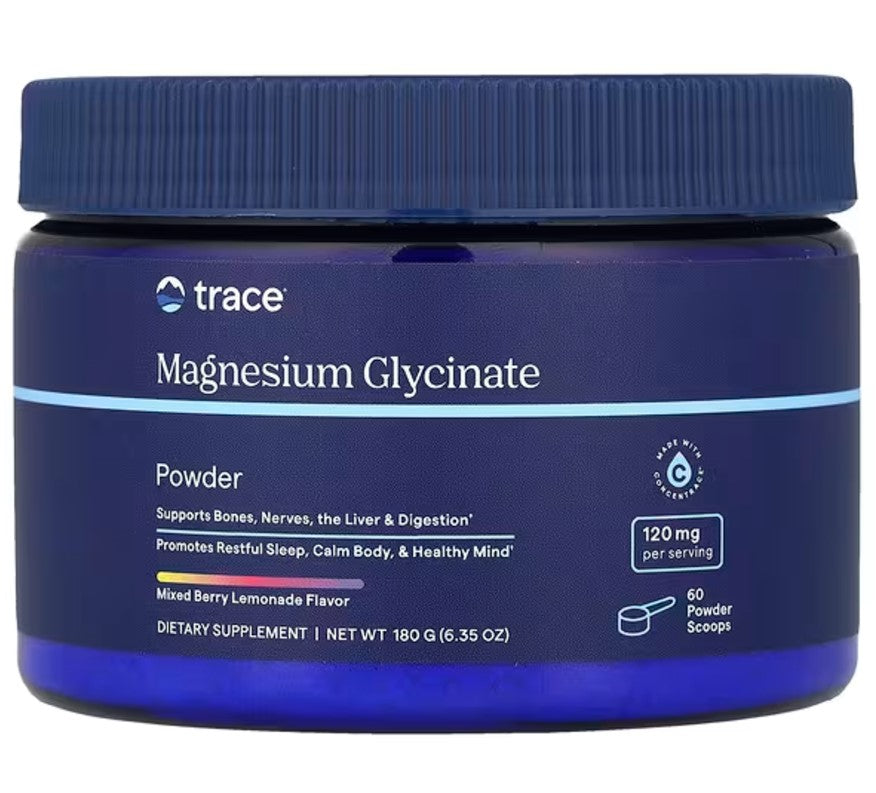 Magnesium Glycinate Powder - 180g Trace Minerals - Mixed Berry Lemonade