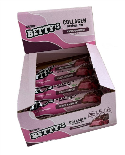 Betty's Collagen Protein Bar — 12 × 50 g · Chocolate-frambuesa · 12 × 50 g