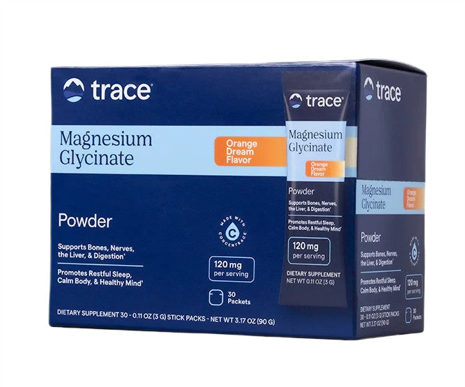 Magnesium Glycinate Powder Stick Packs - 30 x 3g Trace Minerals - Orange Dream