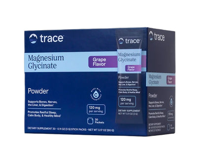 Magnesium Glycinate Powder Stick Packs - 30 x 3g Trace Minerals - Grape