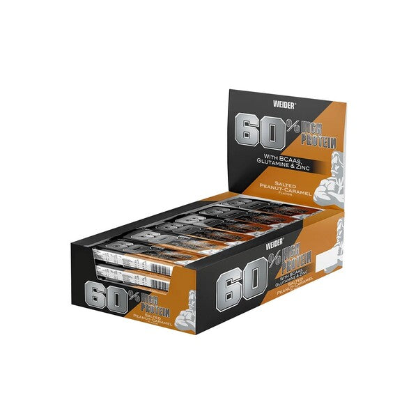 60% Protein Bar — 24 × 45 g · Cacahuete salado y caramelo · 24 × 45 g