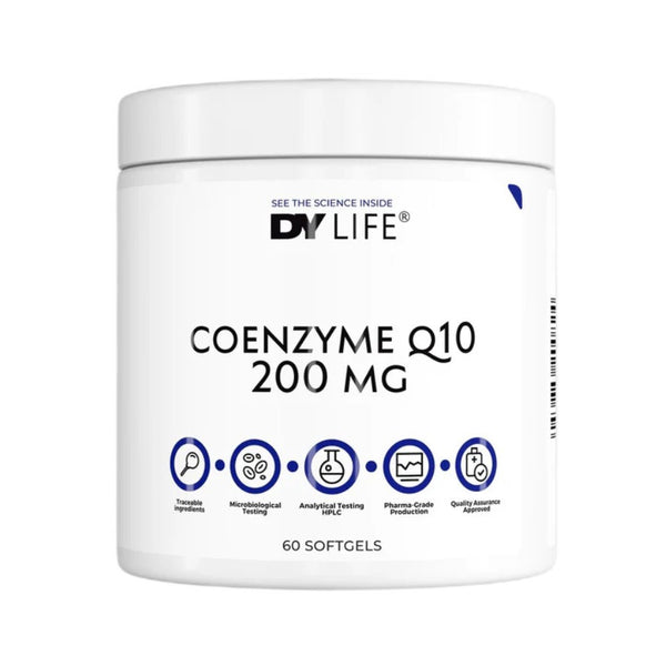 DY LIFE Coenzyme Q10, 200mg - 60 cápsulas blandas - Sin sabor