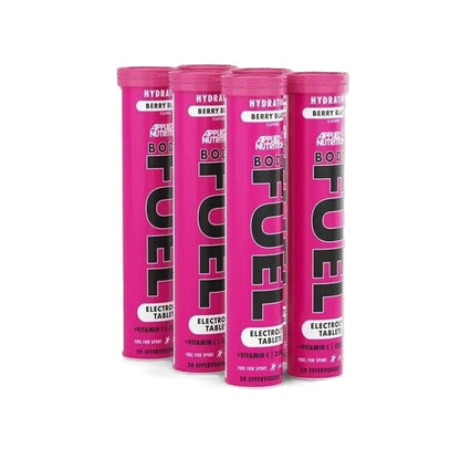 Bodyfuel Hydration Electrolyte Effervescent Tablets — 6 x 20 comprimidos · Frutos del bosque